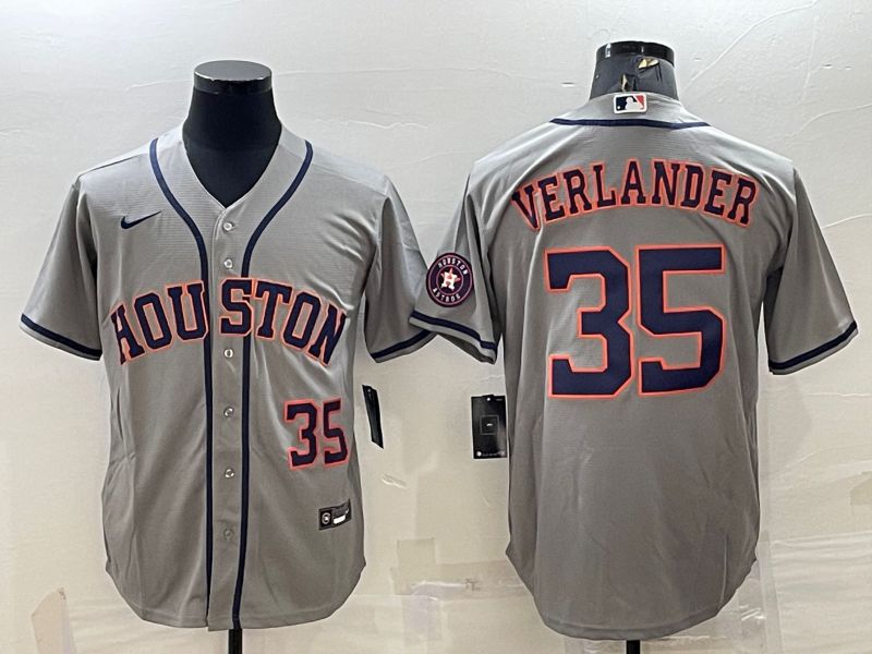 Men Houston Astros 35 Verlander Grey Game Nike 2022 MLB Jersey